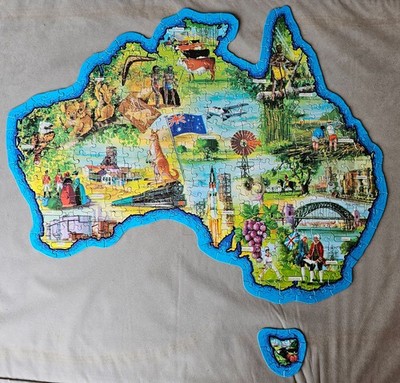 Vintage Waddingtons geformte Vorrichtung Karte Australien Puzzle KOMPLETT