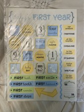 SRM Stickers Baby First Year Boy Scrapbook Embellishment Blue Yellow Month First