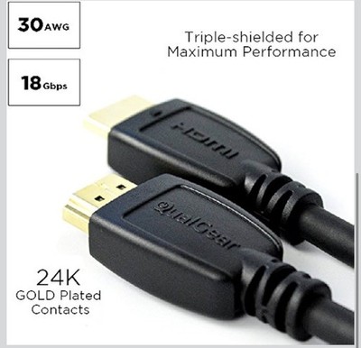 QualGear HDMI 2.0 Cable; High Speed HDMI 2.0 Cable with Ethernet (3FT) (-3packs)