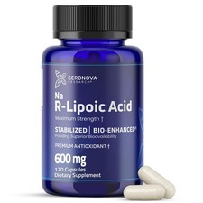 R Lipoic Acid Supplements 600 mg 120 Capsules Geronova Research Bio-Enhanced