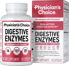 Physician's Choice Digestive Enzymes - Multi Enzymes, Organic Prebiotics - 60 CT
