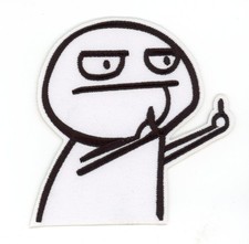 Middle Finger Meme Patch Iron-On Sew-On Funny Character Applique