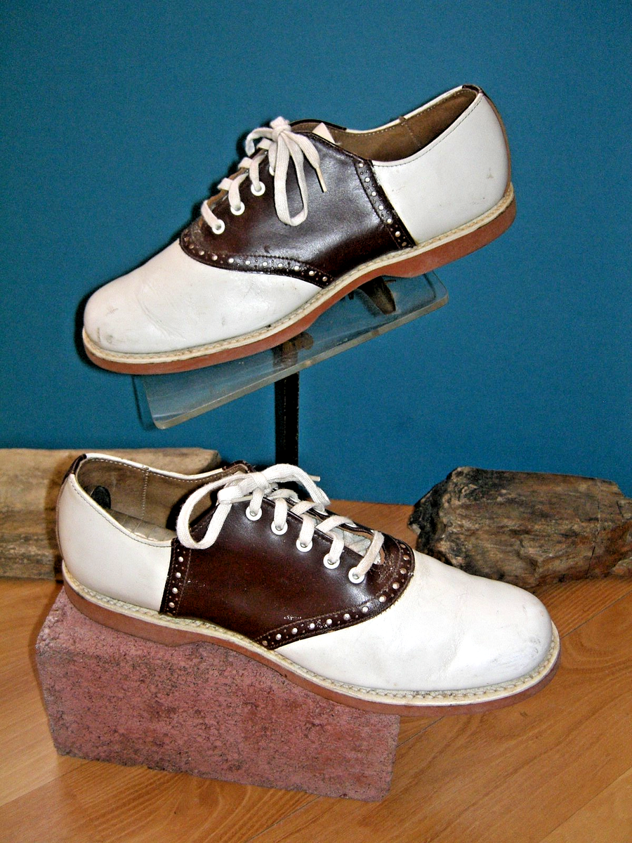 Authentic 1970's Brown/white Spalding Saddle Shoes US wms 1/2 AA