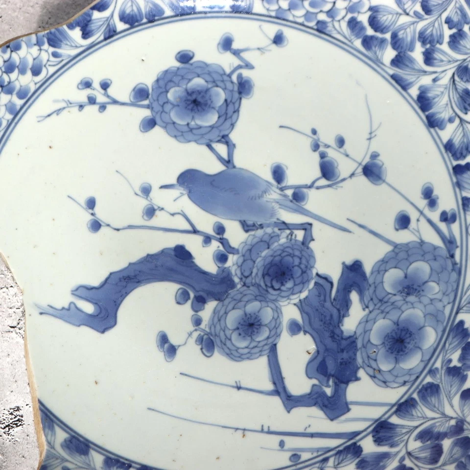 Antigua placa grande japonesa Imari estilo Kakiemon fragmento Edo Meiji Arita IP125 Foto 4 de 4