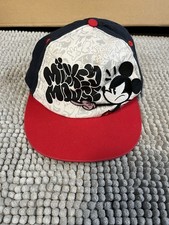 Disney Parks Angry Mickey Mouse Cap Hat with Graffiti Adult Snapback Navy Red