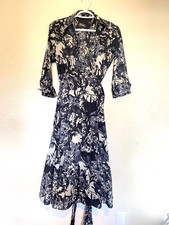 Zara Basic Womens Floral Faux Wrap Dress Size floral Cuff Sleaves Medium