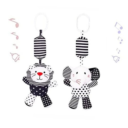2Pcs Hanging Rattle Toys for Babies, Hanging Baby Toy, Car Seats Stroller Toys