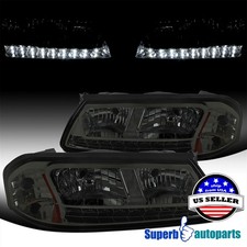 Fits 2000-2005 Chevy Impala Smoke Headlights Led Strip Turn Signal Lamps 00-05 Fits 2000-2005 Chevy Impala Smoke Headlights Led Strip Turn Signal Lamps 00-05