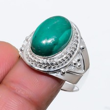 Green Malachite Gemstone 925 Sterling Silver Jewelry All Size Ring For Gift
