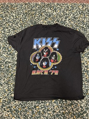 Kiss Alive In 79 T Shirt M/L Black Short Sleeve Band Merch Tee Rock Band Tour A