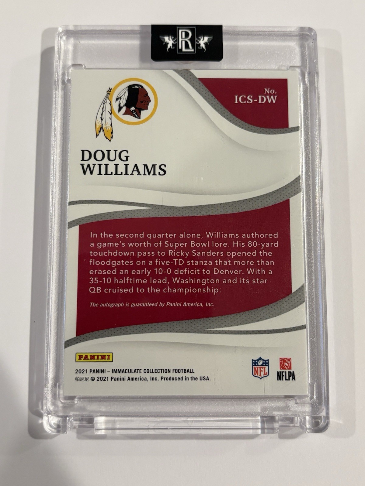 2021 Panini Immaculate Doug Williams Comeback Signatures /75 Auto Redskins view 2