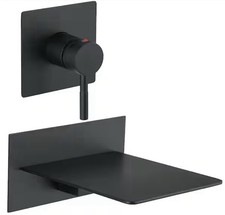 BWE Single Handle Wall Mount Tub Black Faucet Bathtub Filler in Matte Black