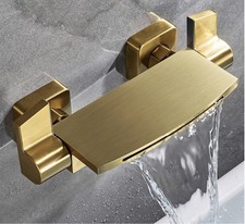 Brushed Gold Tub Tap Mixer Bath Tap Wall Mounted Bathtub Faucet Waterfall