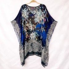 Embellished Crystal Rhinestone Floral Kimono Kaftan Women M Boho Cottagecore
