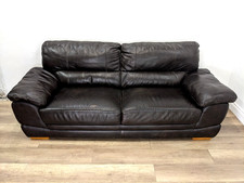 SOFA Large 3 Seater Dark Brown Leather Removable Arm Cushions FREE DELIVERY