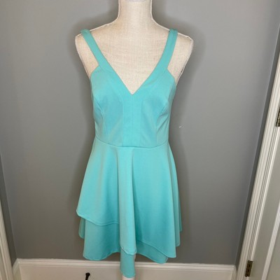 Teeze Me Mint Green V-Neck Double Ruffle Party Dress, 7, New 