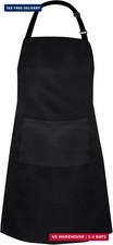 Black Bib Apron, Adjustable Apron with 2 Pockets, Unisex Aprons for Chefs and Ho