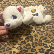 Vintage Lisa Frank Roary White Polar Bear Teddy Stuffed Animal Beanbag Plush 7  