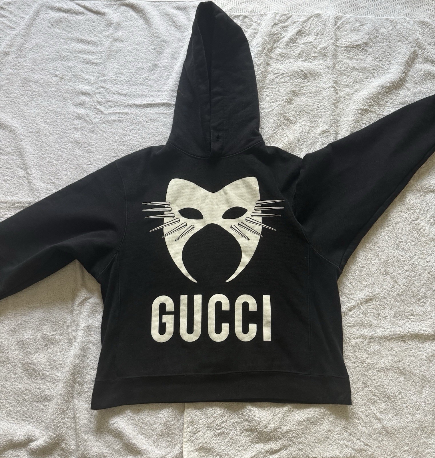 Gucci Black Cotton Fleece Graphic Mask hoodie Print Hooded Sweatshirt Men Size S