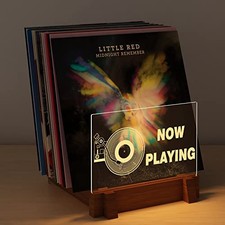 Vinyl Record Display  Storage Light Up Now Playing Acrylic Holder Shelf LED