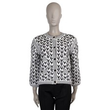 73785 auth CHANEL white cashmere 21A SEQUIN KNIT Jacket 38 S