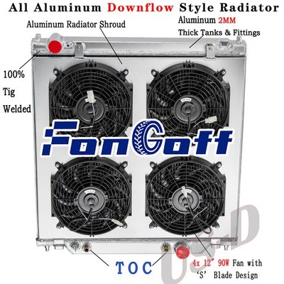 4 Row Radiator Shroud Fan For 2005-2007 Ford F250 F350 F450 F550 Super Duty 6.0L