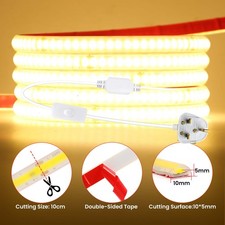 220V COB LED Strip Tape Lights Plug in Outdoor Waterproof Flexible Rope Light UK