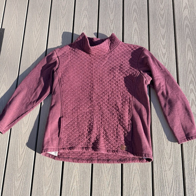 L.L. Bean Quilted Mock Neck Pullover Sweater Purple Long Sleeve Size L Regular