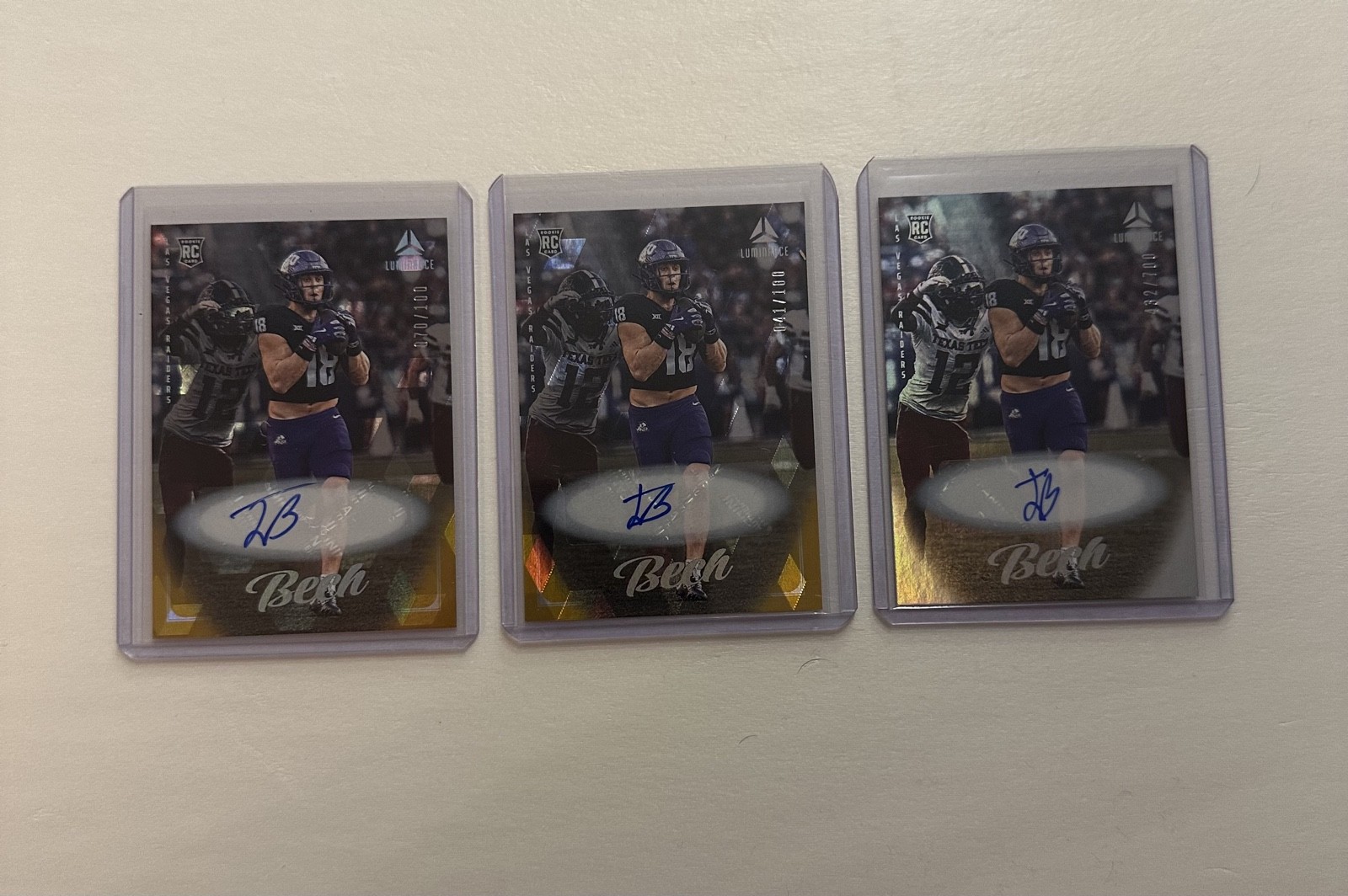 2025 Panini Luminance RC Autograph Jack Bech /100 X2 /700 X 1 Lot Of 3 Cards