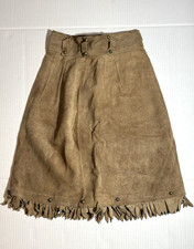 Vintage Handmade Suede Fringe Tapered Skirt 23  Waist 21  Length
