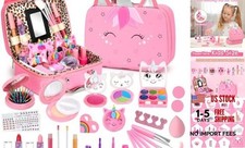 Kids Washable Makeup Girl Toys - Real Makeup Kit Kid Make up Set for Pink