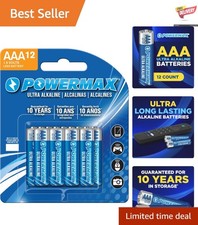 12-Pack AAA Alkaline Batteries - Ultra Long Lasting with 10- Shelf Life