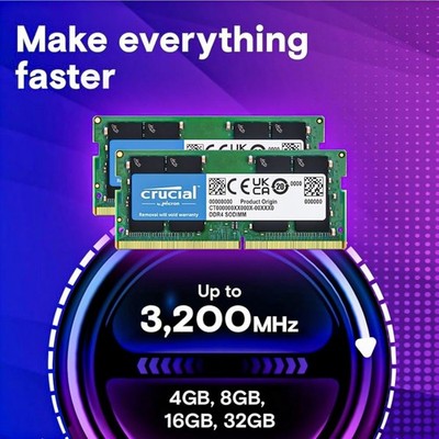 Crucial 32GB (2x16GB) 3200MHz 260-pin SODIMM DDR4 RAM Memory Kit