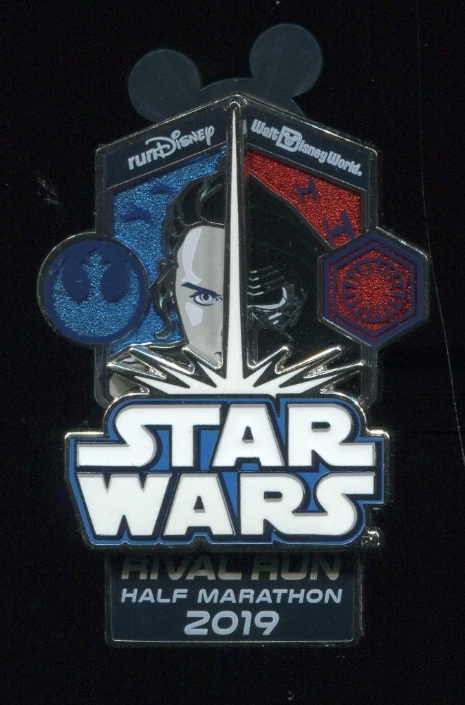 WDW runDisney Star Wars Half Marathon 2019 Rival Run Rey Kylo Logo Disney Pin