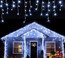 Tenda Luminosa Per esterno 256 Led 6mt Luce Bianca Più Bianco Intermittente