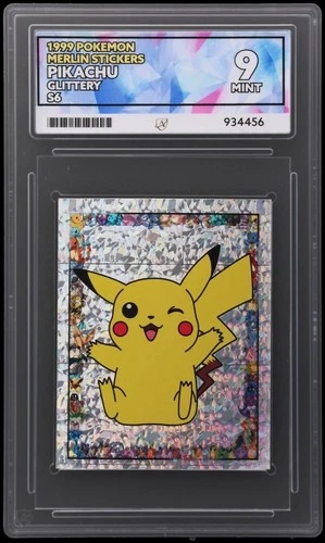 Pikachu S6 Prism Merlin Sticker 1999 Pokemon Graded ACE 9 MINT