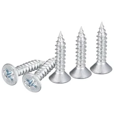 100Pcs #6x5/8" Flat Head Wood Screws Carbon Steel Phillips Self Tapping Silver