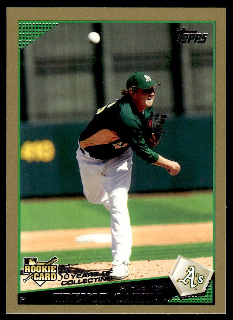 2009 Topps Trevor Cahill #403 Rookie Gold Parallel #'d 1145/2009 Athletics