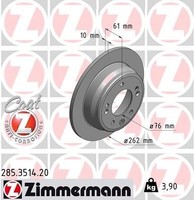 2X Zimmermann Bremsscheibe 285.3514.20 FüR KIA Hyundai