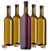 Kadax Weinflasche Aus Glas Mit Korken , 750Ml, OlivgrüN, 10 StüCk