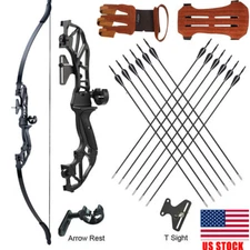 54" Archery Takedown Recurve Bow /12X Arrows/Arm Guard Beginner Hunting Target