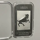 Aries Zodiac Ram Collectors Bar Ingot 1 Troy Oz .999 Fine Silver ￼Medal National