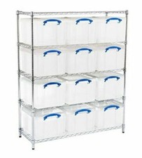 Chrome Shelving (1525 x 1220 x 455mm) with 12 x 35litre Really Usefull Boxes