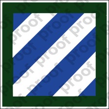 STICKER US ARMY UNIT  3RD INFANTRY DIV SHIELD COL