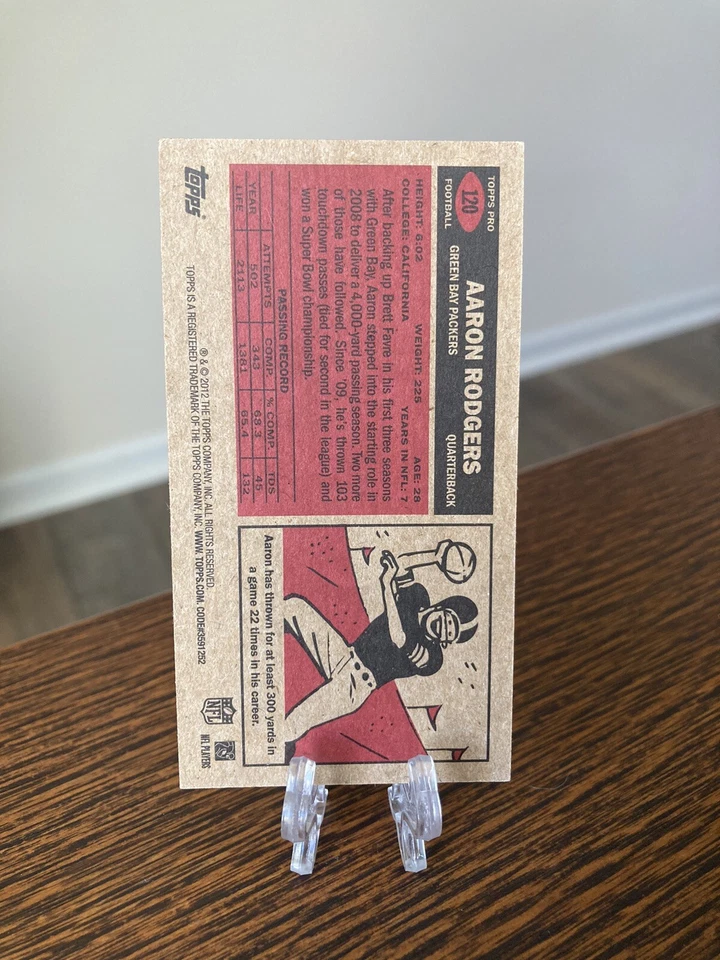 Aaron Rodgers 2012 Topps 1965 Mini Tall Boy Card #120 C-EX HOF LEGEND packers - Image 2 of 3