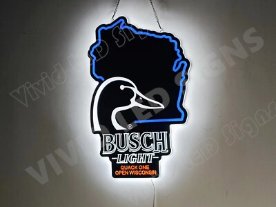 Wisconsin State Map Quack One Beer Lager 24'' Vivid LED Neon Sign Wall Decor