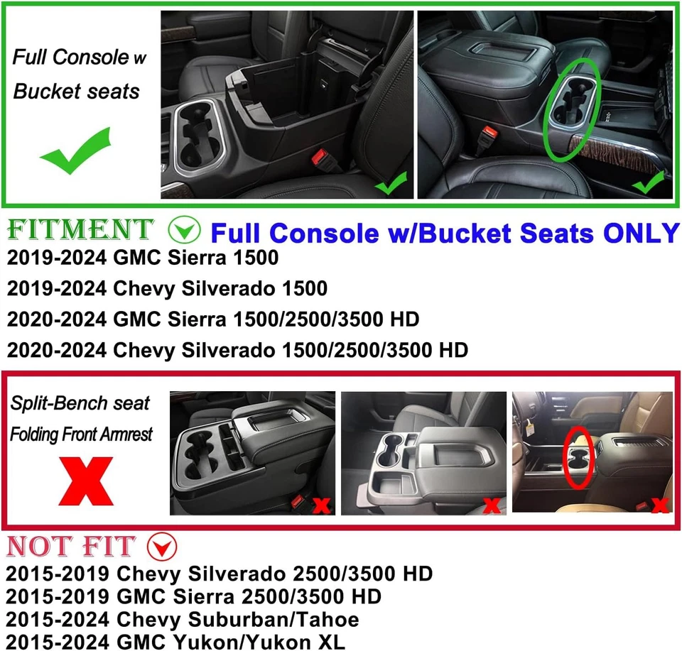 Organizador de caja de almacenamiento consola central cabina HD 2019-2024 para GMC Sierra 1500 3500 Foto 4 de 4