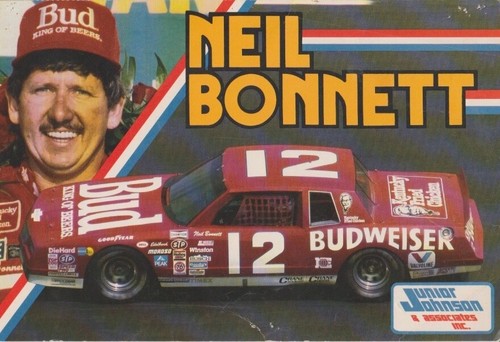 1985 Neil Bonnett Budweiser Chevy Monte Carlo NASCAR NWCS Hero Card ...