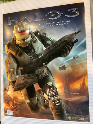 Halo 3 Extremely rare Embossed Promo Poster Xbox New Mint Condition Master Chief