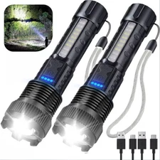 2 x 990000000Lumen Super Bright LED Flashlight Tactical Rechargeable Work Lights